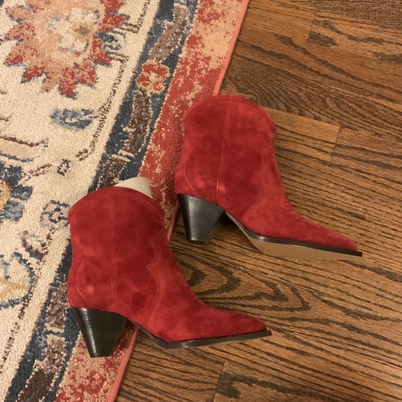 Isabel Marant Red Suede Ankle Boots Size EU 36 US 5.5 - Picture 1 of 8